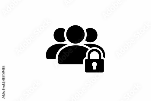 Secured user group icon representing restricted access and confidentiality of members isolated on transparent background, isolated on white background, Vector