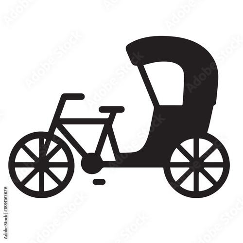 Rickshaw Icon – Minimal Silhouette Vector of Traditional Cycle Transport