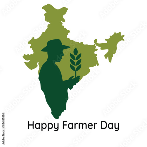A striking graphic depicts india s map filled with a farmer silhouette holding wheat symbolizing agricultural importance and farmer s day celebrations