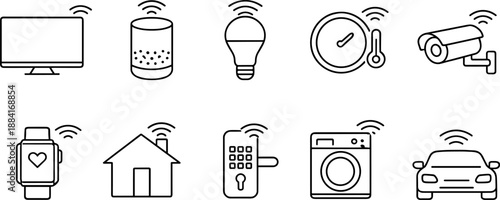 Set of black line icons representing school education and science including graduation cap, books, pencil, ruler, apple, chalkboard, backpack, alarm clock, open book, microscope, and school desk. Mini