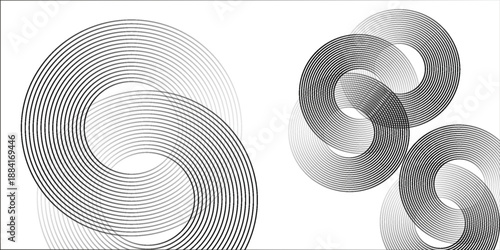 abstract background with glowing circles. Swirl circular lines pattern. Geometric spiral. Twirl element. Modern graphic desi