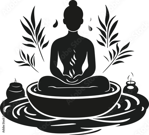 Art & IllustrationYoga meditation silhouette  illustration on white background