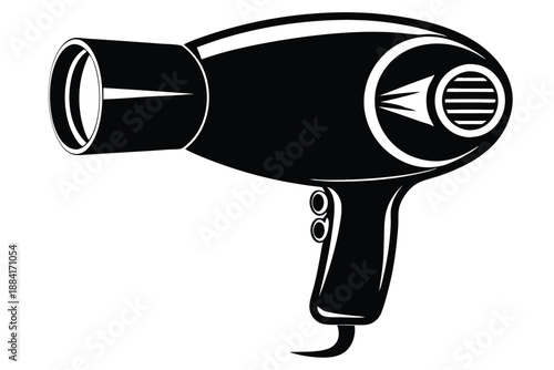 hairdryer silhouette line art vector illustration with a white background