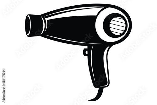 hairdryer silhouette line art vector illustration with a white background