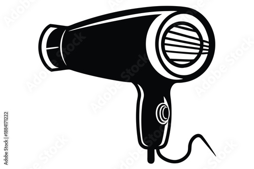 hairdryer silhouette line art vector illustration with a white background
