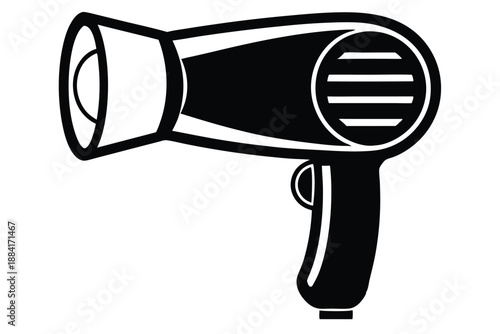 hairdryer silhouette line art vector illustration with a white background