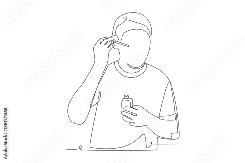 Men’s grooming and skincare concept one-line drawing