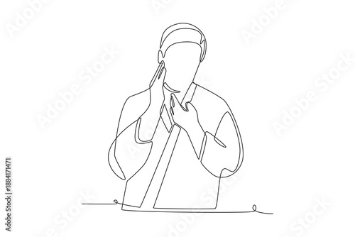 Men’s grooming and skincare concept one-line drawing