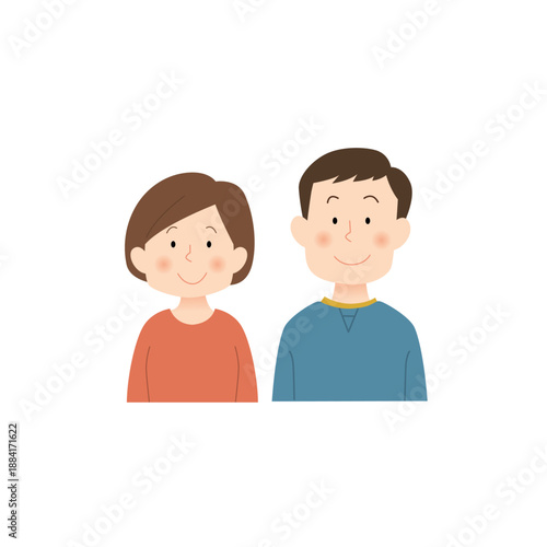 夫婦の上半身イラスト