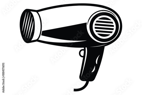 hairdryer silhouette line art vector illustration with a white background