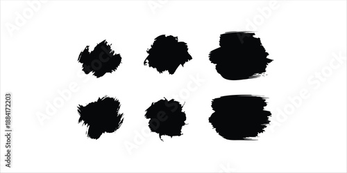 Collection of six black brush strokes on white background