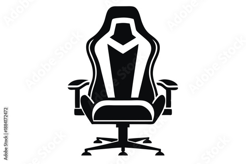 gaming chair silhouette line art vector illustration with a white background