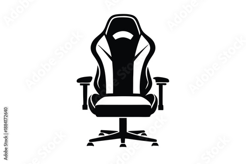 gaming chair silhouette line art vector illustration with a white background