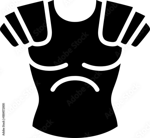 Ancient greek or roman body armor symbol. Gladiator or warrior chest plate garment. Antique gladiator armor icon. Vector illustration