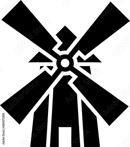 Windmill icon in a flat style, agricultural energy generation symbol. Vector graphic for web, app, logo, website, design