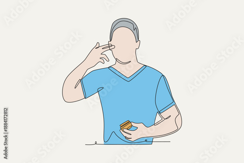 Colored Men’s grooming and skincare concept one-line drawing