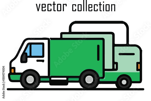 Green delivery truck vector illustration on white background