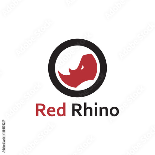 Aggressive Red Rhino Power Icon Negative Space