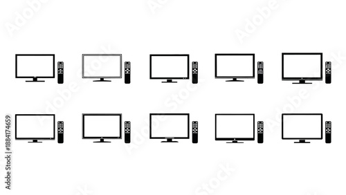 Collection of Television Sets with Remote Controls.