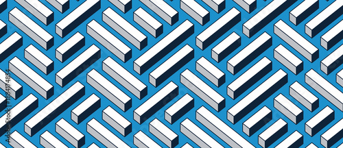 3D labyrinth seamless pattern, vector abstract background of isometric maze wallpaper, geometric blocks creative concept, cubic rebus.