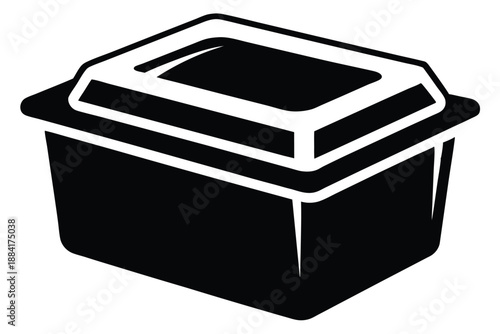 food plastic box silhouette line art vector illustration with a white background