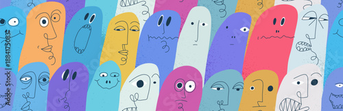 Funny weird ghosts seamless background, vector nasty cartoon characters tiling wallpaper, elements easy to use separately.