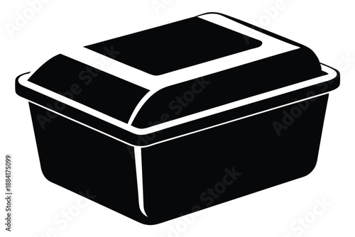 food plastic box silhouette line art vector illustration with a white background