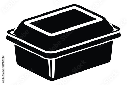 food plastic box silhouette line art vector illustration with a white background