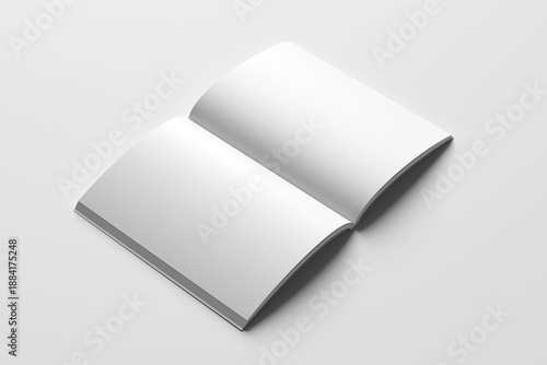 Bild auf Leinwand A4 open book, magazine or catalog mockup top view, isolated on grey background
