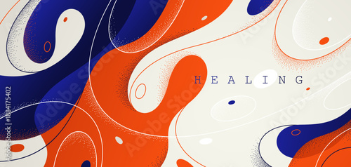 Abstract vector background with curvy fluid shapes, lava lamp curves art wallpaper, smooth lines amorphous watery style, flowing molten shapes.