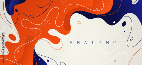 Abstract vector background with curvy fluid shapes, lava lamp curves art wallpaper, smooth lines amorphous watery style, flowing molten shapes.