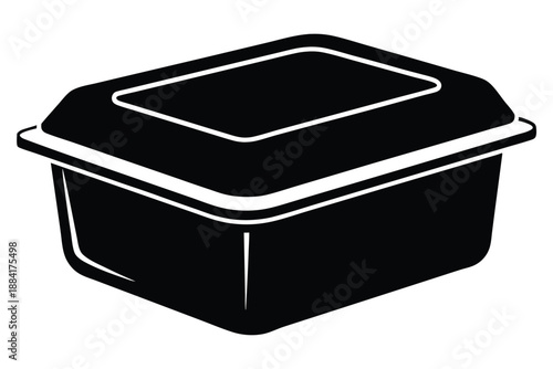 food plastic box silhouette line art vector illustration with a white background