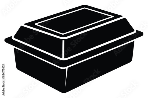 food plastic box silhouette line art vector illustration with a white background