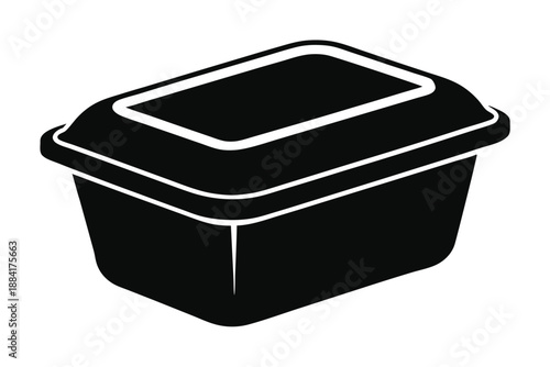 food plastic box silhouette line art vector illustration with a white background