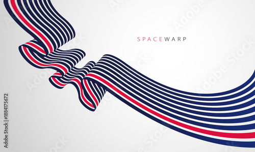 Lines in perspective look like bent ribbon graphic design, vector abstract background with curved stripes in distorted perspective, futuristic surreal op art.