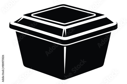food plastic box silhouette line art vector illustration with a white background