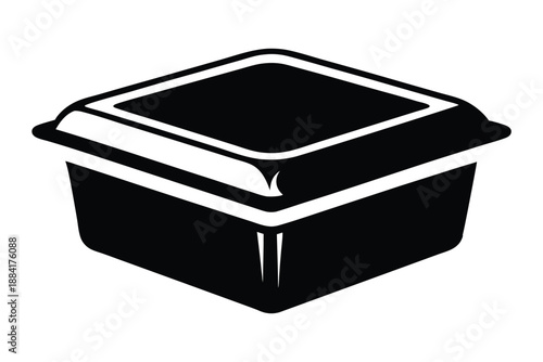 food plastic box silhouette line art vector illustration with a white background
