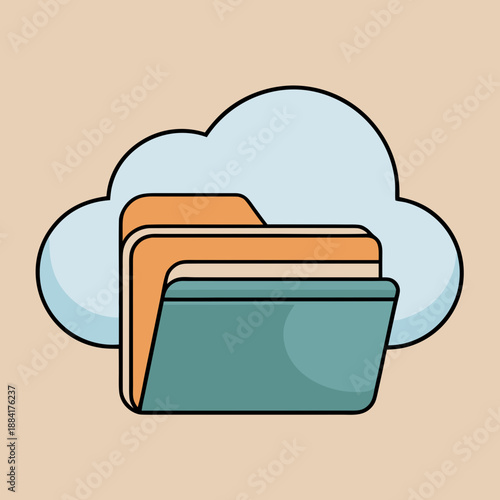 Cloud storage folder icon representing digital data management and file organization