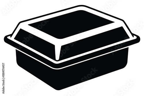 food plastic box silhouette line art vector illustration with a white background