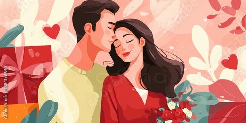 Valentine's day themed illustration for 14th feb 2026