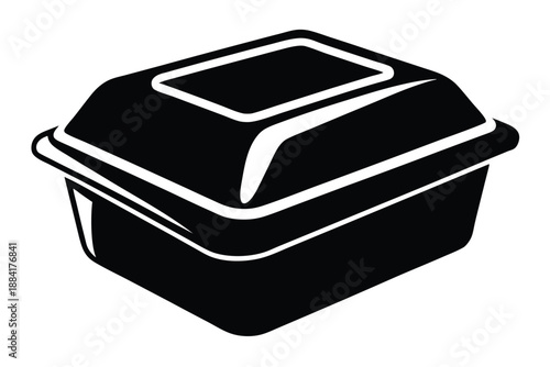 food plastic box silhouette line art vector illustration with a white background