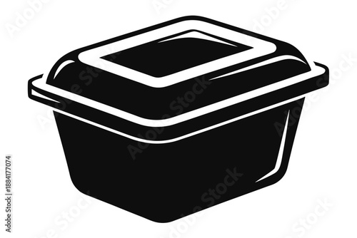 food plastic box silhouette line art vector illustration with a white background