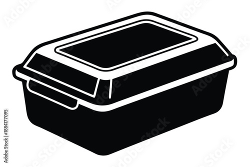 food plastic box silhouette line art vector illustration with a white background