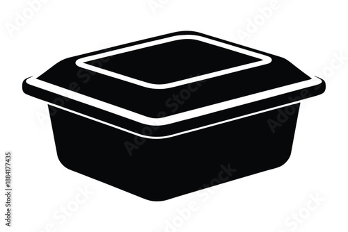 food plastic box silhouette line art vector illustration with a white background