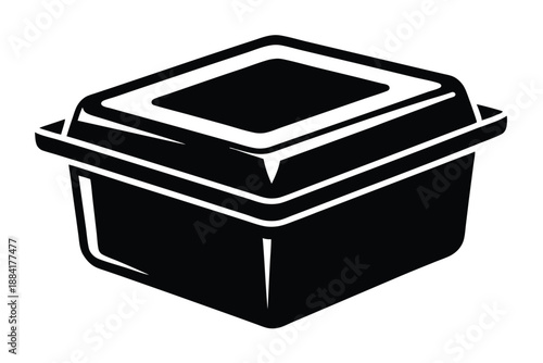 food plastic box silhouette line art vector illustration with a white background