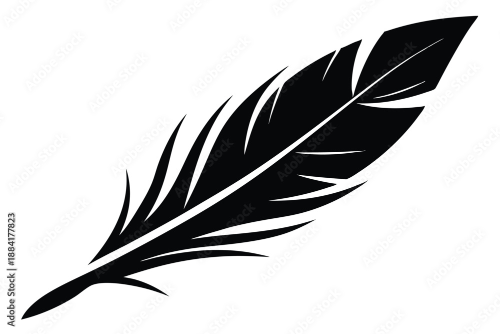 Fototapeta premium feather silhouette line art vector illustration with a white background