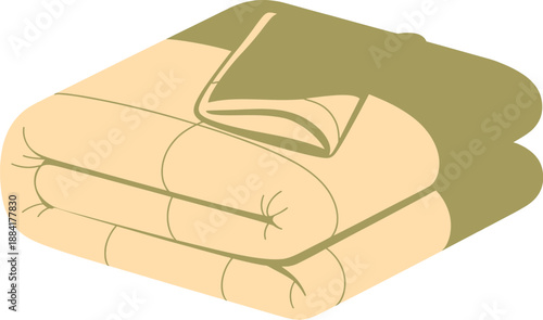 Folded Quilt Blanket Vector Icon with Puffy Texture and Two-Tone Colors