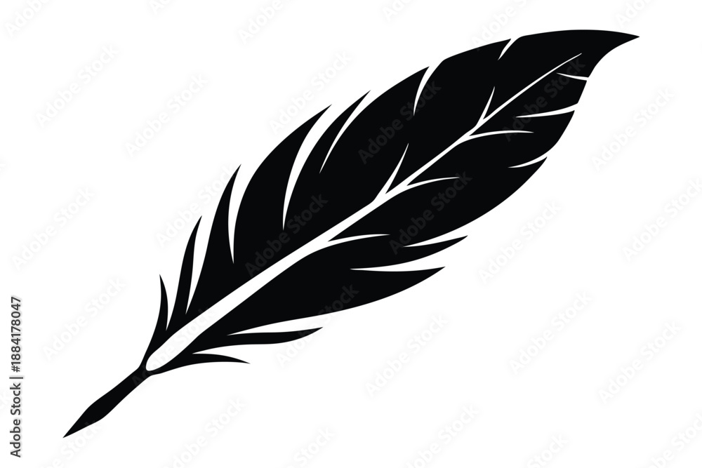 Fototapeta premium feather silhouette line art vector illustration with a white background