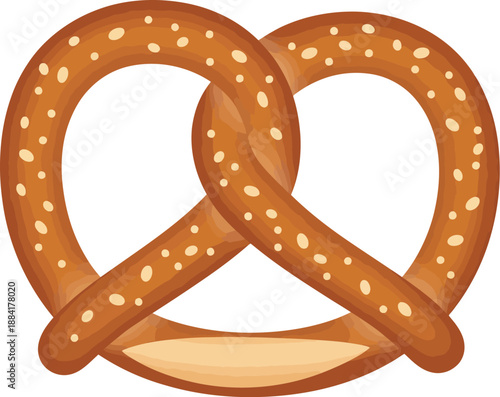 Vector Pretzel with Salt Sprinkles Isolated on White Background