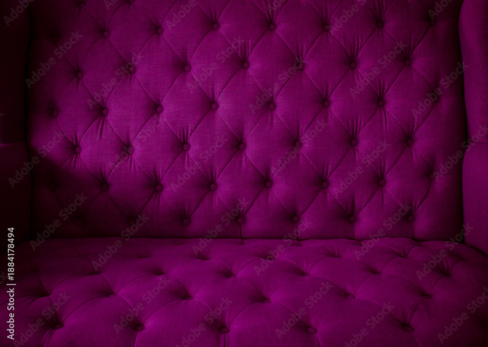 Fototapeta premium Texture and pattern of pink leather. Luxury texture, luxury leather button-tufted pink chair texture